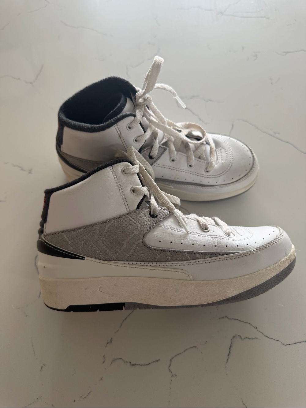 Nike Kids White and Gray High-Top Sneakers
